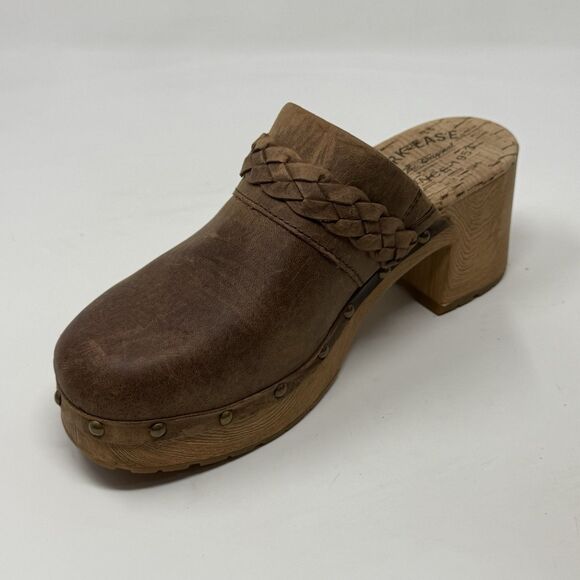 Kork Ease Tilly Clogs Womens 8 M Brown Leather Studded Block Heel Slip On - Picture 7 of 16